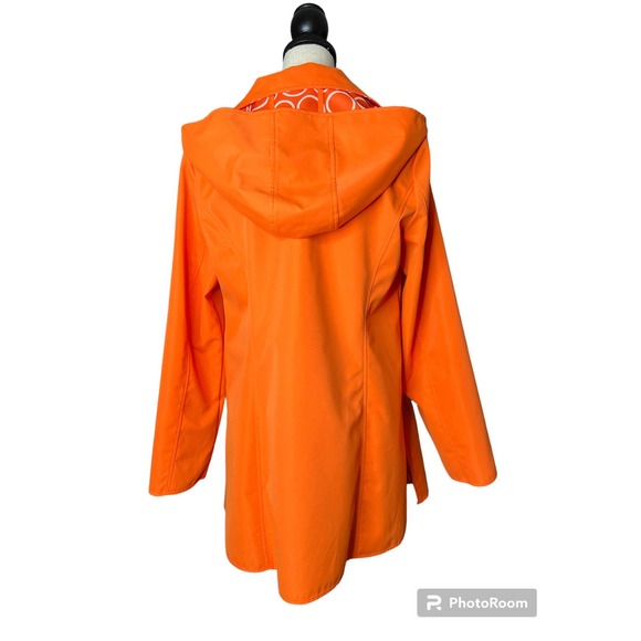 Dennis by Dennis Basso Women's Coat Size Small Orange Zipper Snap Close w/Hood - Picture 3 of 6